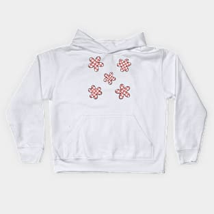 Abstract Checkerboard Flowers - Coral Pink with black outline Kids Hoodie